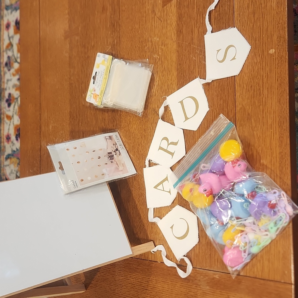 Baby shower supplies! Ducks pins garland